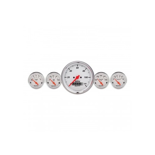 AUTOMETER 5 PC GAUGE KIT,3-3/8" & 2-1/16",ELECTRIC SPEEDOMETER,ARCTIC WHITE # 1340