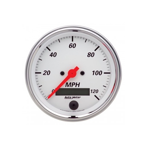 AUTOMETER GAUGE 3-3/8" SPEEDOMETER,0-120 MPH,ELECTRIC,ARCTIC WHITE # 1380