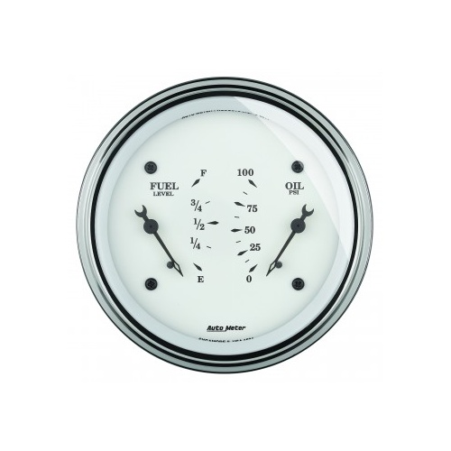 AUTOMETER GAUGE 3-3/8" DUAL GAUGE,100 PSI/240-33 ?,OLD-TYME WHITE # 1613