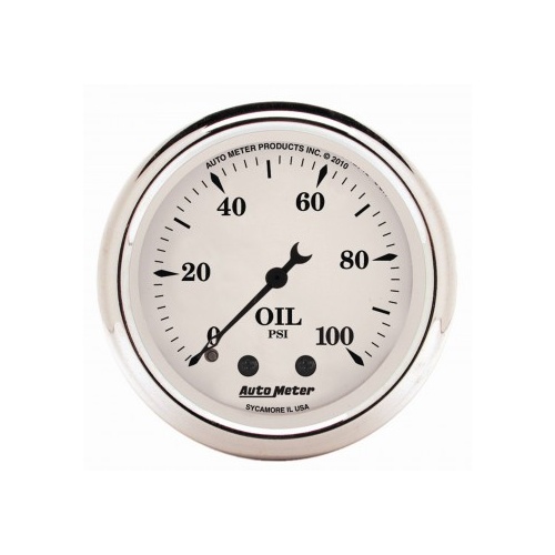 AUTOMETER GAUGE 2-1/16" OIL PRESSURE,0-100 PSI,MECHANICAL,OLD-TYME WHITE # 1621