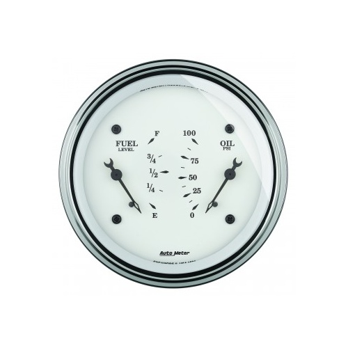 AUTOMETER GAUGE 3-3/8" DUAL GAUGE,100 PSI/0-90 ?,OLD-TYME WHITE # 1624