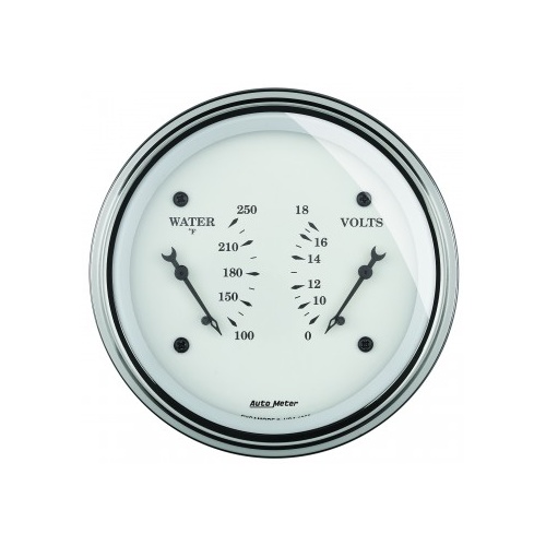 AUTOMETER GAUGE 3-3/8" DUAL GAUGE,100-250F/8-18V,OLD-TYME WHITE # 1630