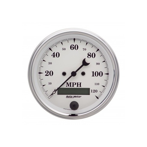 AUTOMETER GAUGE 3-3/8" SPEEDOMETER,0-120 MPH,ELECTRIC,OLD-TYME WHITE # 1680