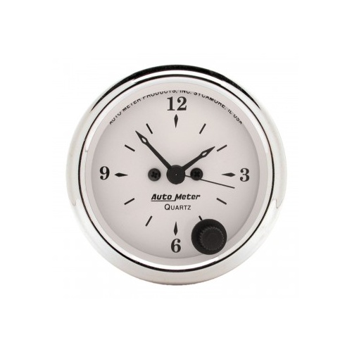 AUTOMETER GAUGE 2-1/16" CLOCK,12 HOUR,OLD-TYME WHITE # 1686