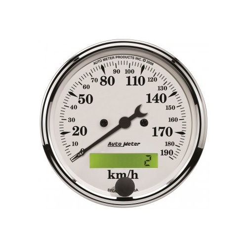AUTOMETER GAUGE 3-1/8" SPEEDOMETER,0-190 KM/H,ELECTRIC,OLD-TYME WHITE # 1688-M