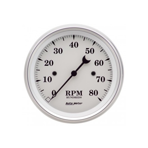 AUTOMETER GAUGE 3-3/8" IN-DASH TACHOMETER,0-8,000 RPM,OLD-TYME WHITE # 1690