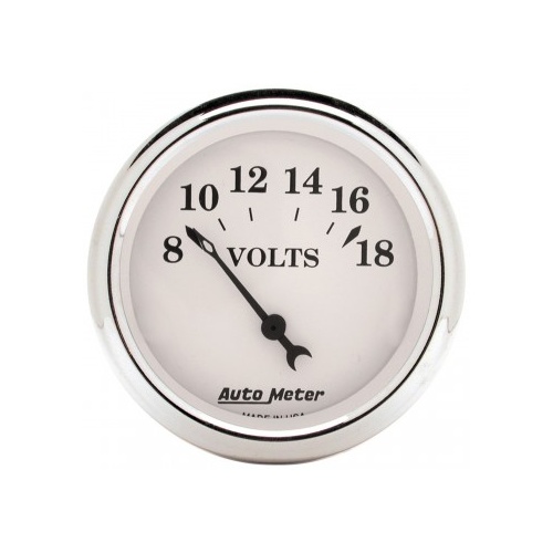 AUTOMETER GAUGE 2-1/16" VOLTMETER,8-18V,AIR-CORE,OLD-TYME WHITE # 1692