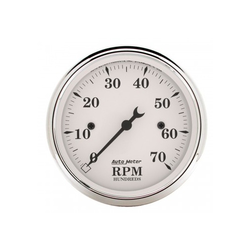 AUTOMETER GAUGE 3-1/8" IN-DASH TACHOMETER,0-7,000 RPM,OLD-TYME WHITE # 1695