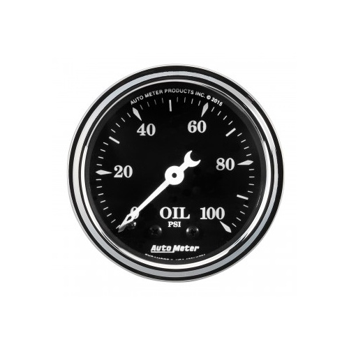AUTOMETER GAUGE 2-1/16" OIL PRESSURE,0-100 PSI,MECHANICAL,OLD TYME BLACK # 1721