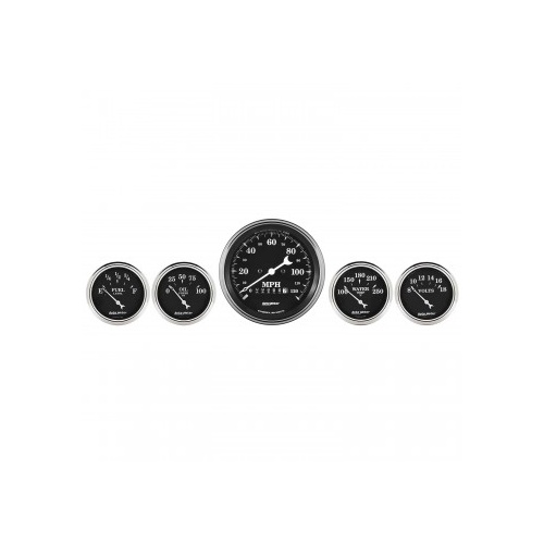 AUTOMETER 5 PC GAUGE KIT,3-3/8" & 2-1/16",ELECTRIC SPEEDOMETER,OLD TYME BLACK # 1740