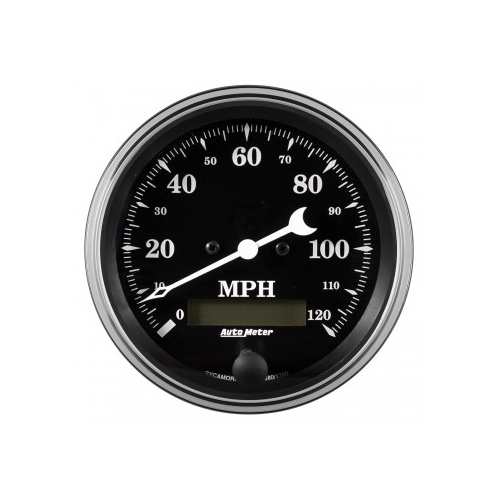 AUTOMETER GAUGE 3-3/8" SPEEDOMETER,0-120 MPH,ELECTRIC W/ LCD ODO,OLD TYME BLACK # 1780