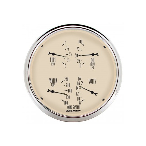 AUTOMETER GAUGE 5" QUAD GAUGE,100 PSI/100-250F/8-18V/240-33 ?,ANTIQUE BEIGE # 1810