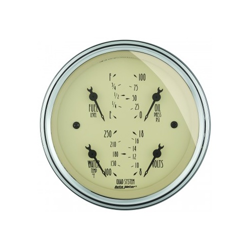 AUTOMETER 3-3/8" QUAD GAUGE,100 PSI/100-250F/8-18V/240-33 ?,ANTIQUE BEIGE # 1812