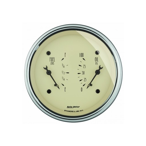 AUTOMETER GAUGE 3-3/8" DUAL GAUGE,100 PSI/240-33 ?,ANTIQUE BEIGE # 1813