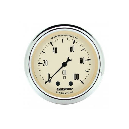 AUTOMETER GAUGE 2-1/16" OIL PRESSURE,0-100 PSI,MECHANICAL,ANTIQUE BEIGE # 1821