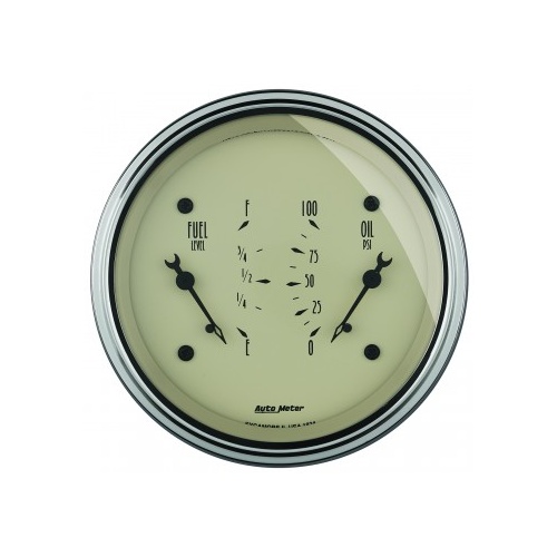 AUTOMETER GAUGE 3-3/8" DUAL GAUGE,100 PSI/0-90 ?,ANTIQUE BEIGE # 1824