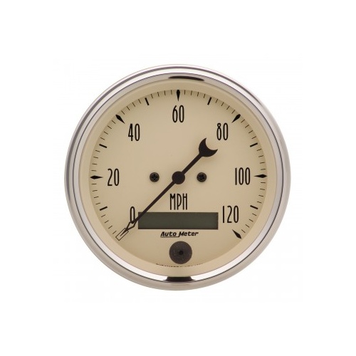 AUTOMETER GAUGE 3-3/8" SPEEDOMETER,0-120 MPH,ELECTRIC,ANTIQUE BEIGE # 1880
