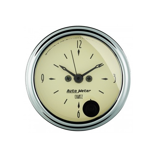 AUTOMETER GAUGE 2-1/16" CLOCK,12 HOUR,ANTIQUE BEIGE # 1885