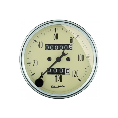 AUTOMETER GAUGE 3-1/8" SPEEDOMETER,0-120 MPH,MECHANICAL,ANTIQUE BEIGE # 1896