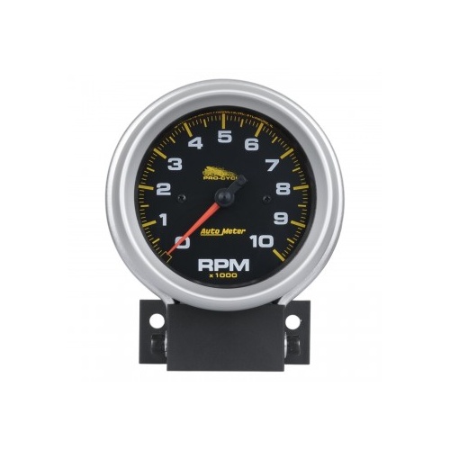 AUTOMETER GAUGE 3-3/4" TACHOMETER,0-10,000 RPM,BLACK W/ SILVER BEZEL,PRO-CYCLE # 19202