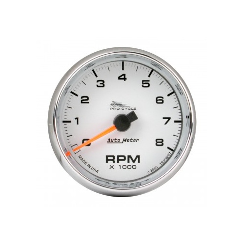 AUTOMETER GAUGE 2-5/8" TACHOMETER,0-8,000 RPM,WHITE,BLUE LED,PRO-CYCLE # 19307