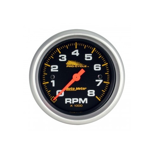 AUTOMETER GAUGE 2-5/8" TACHOMETER,0-8,000 RPM,BLACK W/ SILVER BEZEL,PRO-CYCLE # 19324