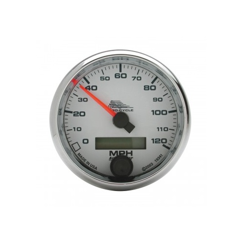 AUTOMETER GAUGE 2-5/8" SPEEDOMETER,0-120 MPH,ELECTRIC,WHITE,PRO-CYCLE # 19341