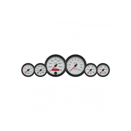 AUTOMETER GAUGE 6 PIECE BAGGER KIT,160 MPH/0-10,000 RPM/100 PSI/140-280F/8-18V/280?E-0?F,WHITE/BLACK,PRO-CYCLE # 19501