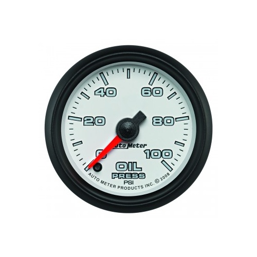 AUTOMETER GAUGE 2-1/16" OIL PRESSURE,0-100 PSI,STEPPER MOTOR,WHITE/BLACK,PRO-CYCLE # 19552