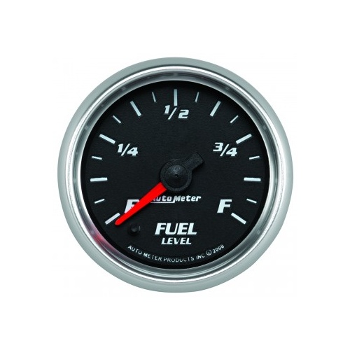 AUTOMETER GAUGE 2-1/16" FUEL LEVEL,PROGRAMMABLE 0-280 ?,STEPPER MOTOR,BLACK/BRIGHT ANODIZED,PRO-CYCLE # 19609