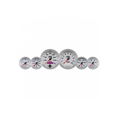 AUTOMETER GAUGE 6 PIECE BAGGER KIT,160 MPH/0-10,000 RPM/100 PSI/140-280F/8-18V/280?E-0?F,WHITE/BRIGHT ANODIZED,PRO-CYCLE # 19701