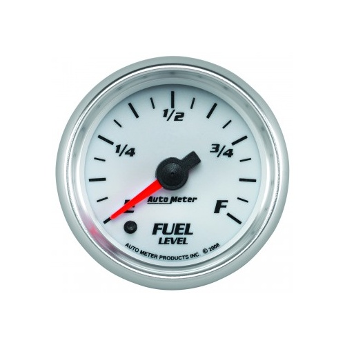 AUTOMETER GAUGE 2-1/16" FUEL LEVEL,PROGRAMMABLE 0-280 ?,STEPPER MOTOR,WHITE/BRIGHT ANODIZED,PRO-CYCLE # 19709