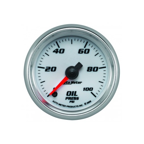 AUTOMETER GAUGE 2-1/16" OIL PRESSURE,0-100 PSI,STEPPER MOTOR,WHITE/BRIGHT ANODIZED,PRO-CYCLE # 19752