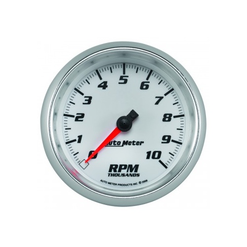 AUTOMETER GAUGE 3-3/8" TACHOMETER,0-10,000 RPM,WHITE/BRIGHT ANODIZED,PRO-CYCLE # 19798
