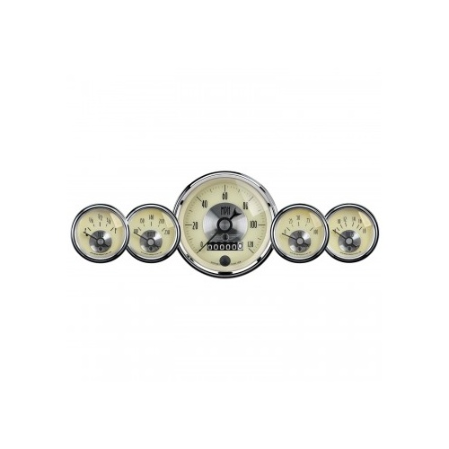 AUTOMETER GAUGE 5 PC. GAUGE KIT,3-3/8" & 2-1/16",ELECTRIC SPEEDO W/WHEEL ODO,PRESTIGE ANTQ. IVORY # 2002