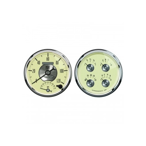 AUTOMETER GAUGE 2 PC. GAUGE KIT,5" QUAD & TACH/SPEEDO,ELECTRIC,240-33 ?,PRESTIGE ANTQ. IVORY # 2004