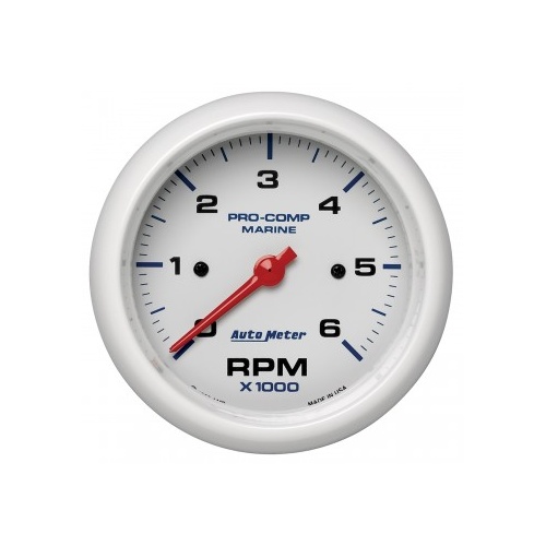 AUTOMETER GAUGE 3-3/8" IN-DASH TACHOMETER,0-6,000 RPM,MARINE WHITE # 200752