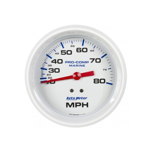 AUTOMETER GAUGE 3-3/8" MECHANICAL SPEEDOMETER,0-80 MPH,MARINE WHITE # 200753
