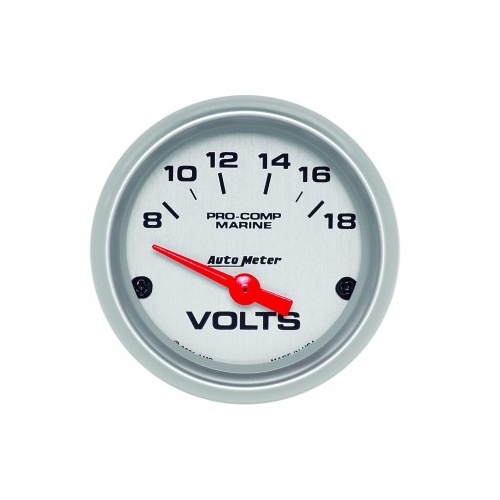AUTOMETER GAUGE 2-1/16" VOLTMETER,8-18V,AIR-CORE,MARINE SILVER # 200756-33