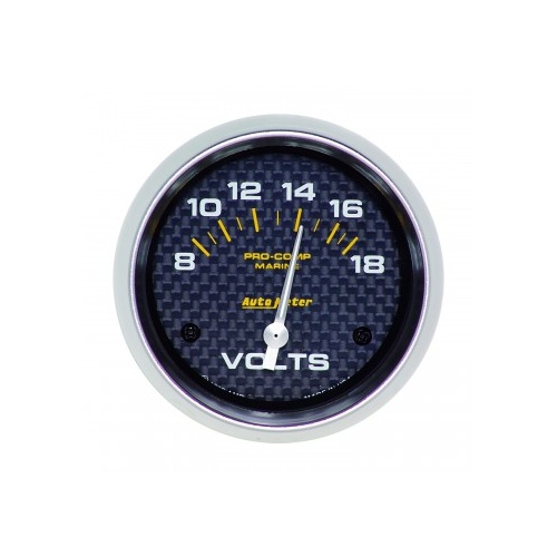 AUTOMETER GAUGE 2-5/8" VOLTMETER,8-18V,AIR-CORE,MARINE CARBON FIBER # 200757-40