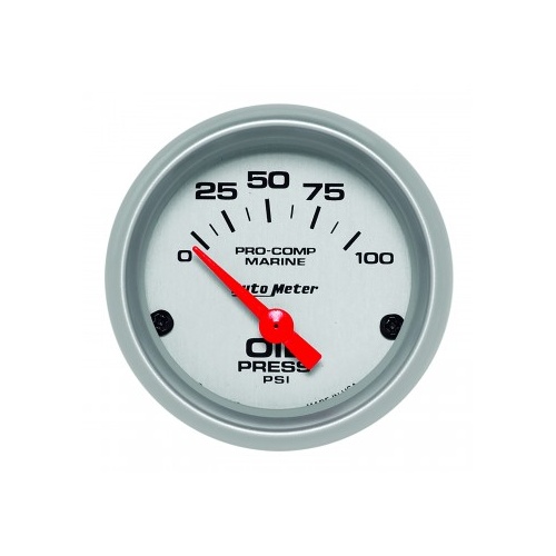 AUTOMETER GAUGE 2-1/16" OIL PRESSURE,0-100 PSI,AIR-CORE,AIR-CORE,MARINE SILVER # 200758-33