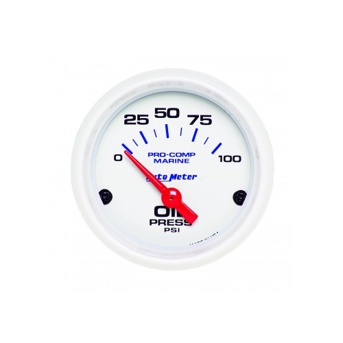 AUTOMETER GAUGE 2-1/16" OIL PRESSURE,0-100 PSI,AIR-CORE,AIR-CORE,MARINE WHITE # 200758