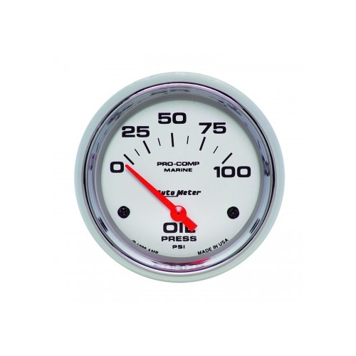 AUTOMETER GAUGE 2-5/8" OIL PRESSURE,0-100 PSI,AIR-CORE,AIR-CORE,MARINE CHROME # 200759-35