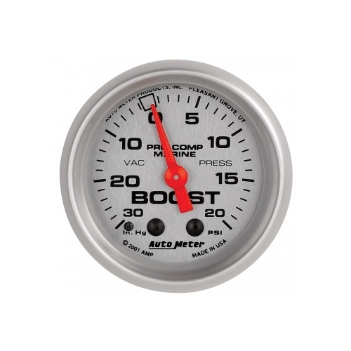 AUTOMETER GAUGE 2-1/16" VACUUM/BOOST,30 IN HG/20 PSI,MECHANICAL,MARINE SILVER # 200774-33