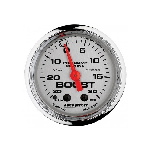 AUTOMETER GAUGE 2-1/16" VACUUM/BOOST,30 IN HG/20 PSI,MECHANICAL,MARINE CHROME # 200774-35