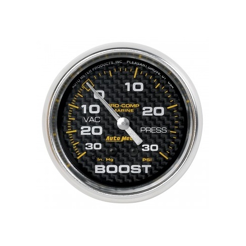 AUTOMETER GAUGE 2-5/8" VAC/BOOST,30 IN HG/20 PSI,MECHANICAL,MARINE CARBON FIBER # 200775-40