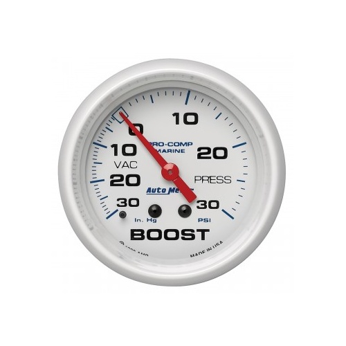 AUTOMETER GAUGE 2-5/8" VACUUM/BOOST,30 IN HG/20 PSI,MECHANICAL,MARINE WHITE # 200775