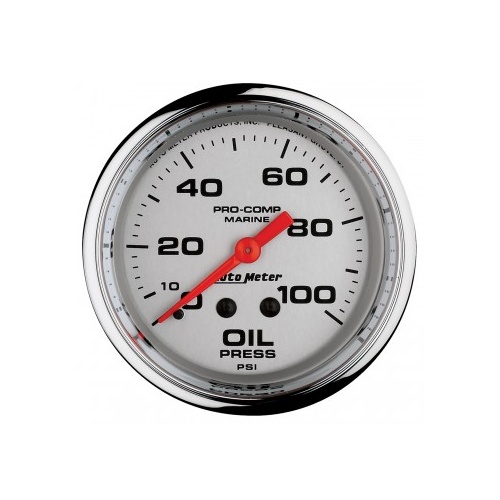 AUTOMETER GAUGE 2-5/8" OIL PRESSURE,0-100 PSI,MECHANICAL,MARINE CHROME # 200777-35