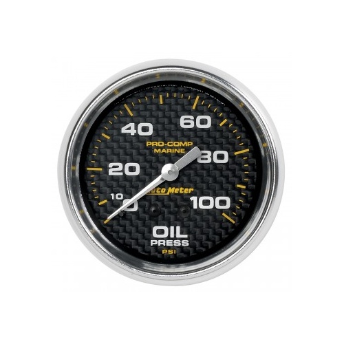 AUTOMETER GAUGE 2-5/8" OIL PRESSURE,0-100 PSI,MECHANICAL,MARINE CARBON FIBER # 200777-40