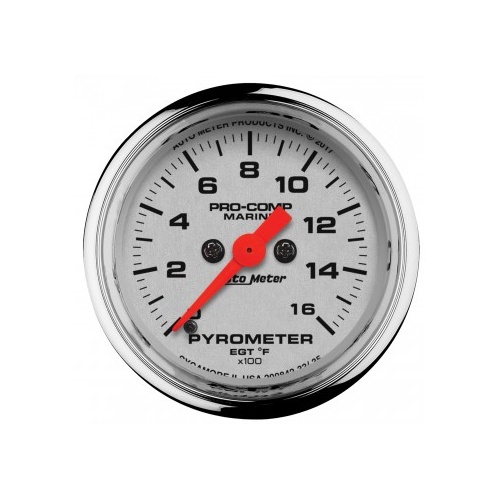 AUTOMETER GAUGE 2-1/16" PYROMETER,0-1600F,STEPPER MOTOR,MARINE CHROME # 200842-35
